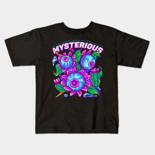 Mysterious Eyes and Cactus Flowers Kids T-Shirt